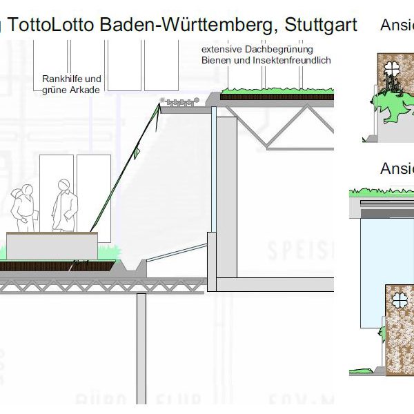 Dachbegrünung Lotto-Gebäude Stuttgart